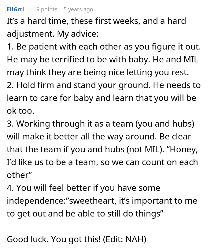 Husband Is Upset Wife Wants To Leave Him With Their Newborn For 15 Minutes While She Gets Food