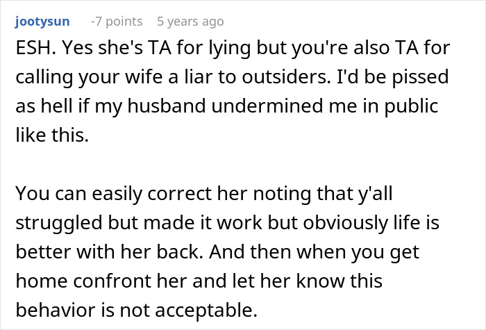Guy “Embarrasses” Wife By Not Going Along With Her Lie: “She Was Extremely Mad”