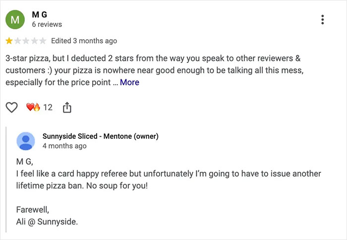 Pizzeria Owner Goes Viral For His ‘Salty’ Replies To Harsh Online Reviews