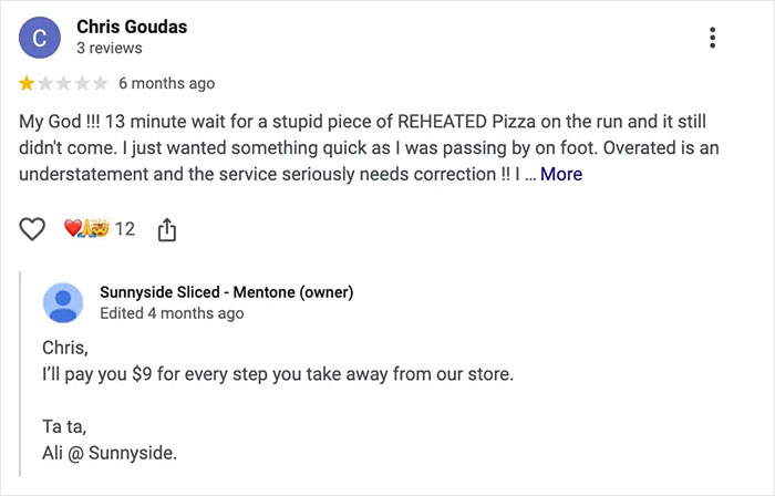 Pizzeria Owner Goes Viral For His ‘Salty’ Replies To Harsh Online Reviews