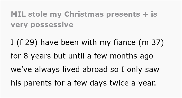 Cunning MIL Hijacks DIL’s Christmas Present For Fianc&eacute; And Pretends It’s From Her, DIL Uncomfortable