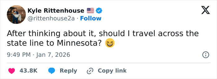 “National Disgrace”: Internet Explodes Over Kyle Rittenhouse&rsquo;s Reaction To ICE Slaying In Minneapolis