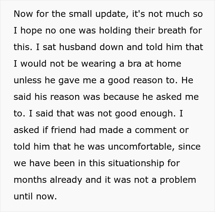 Woman Never Wears A Bra At Home, It Suddenly Starts Bothering Her Husband