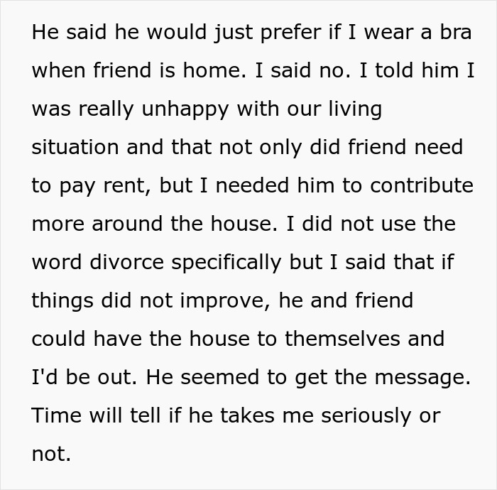 Woman Never Wears A Bra At Home, It Suddenly Starts Bothering Her Husband