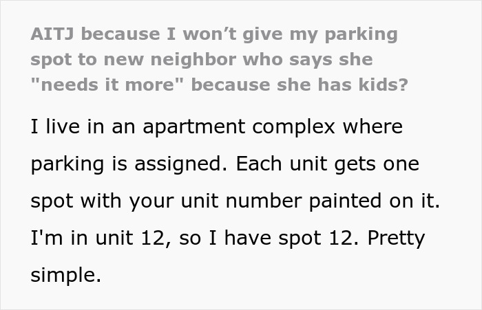 New Neighbor Eyes Person’s Parking Place, Hijacks It Even After They Refuse To Switch Spots