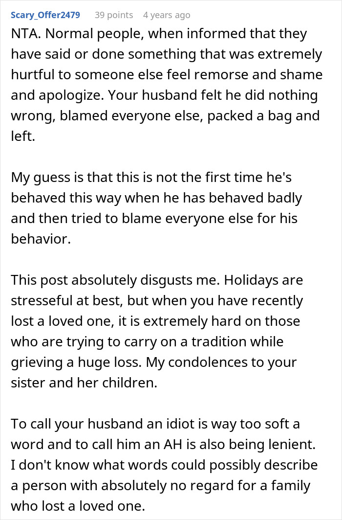 Guy Says The Absolute Wrong Thing About Late BIL At Thanksgiving, Traumatizes Kids And Plays Dumb