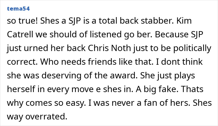 Chris Noth’s Bold Comment After Sarah Jessica Parker Was Honored For Her Acting Goes Viral Chris Noth’s Bold Comment After Sarah Jessica Parker Was Honored For Her Acting Goes Viral