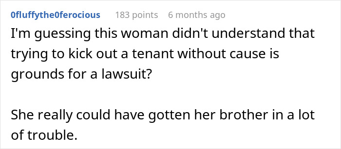 Entitled Sister Thinks Being &ldquo;Family&rdquo; Gives Her A Free Pass To Harass Brother&rsquo;s Tenant, Gets A Reality Check