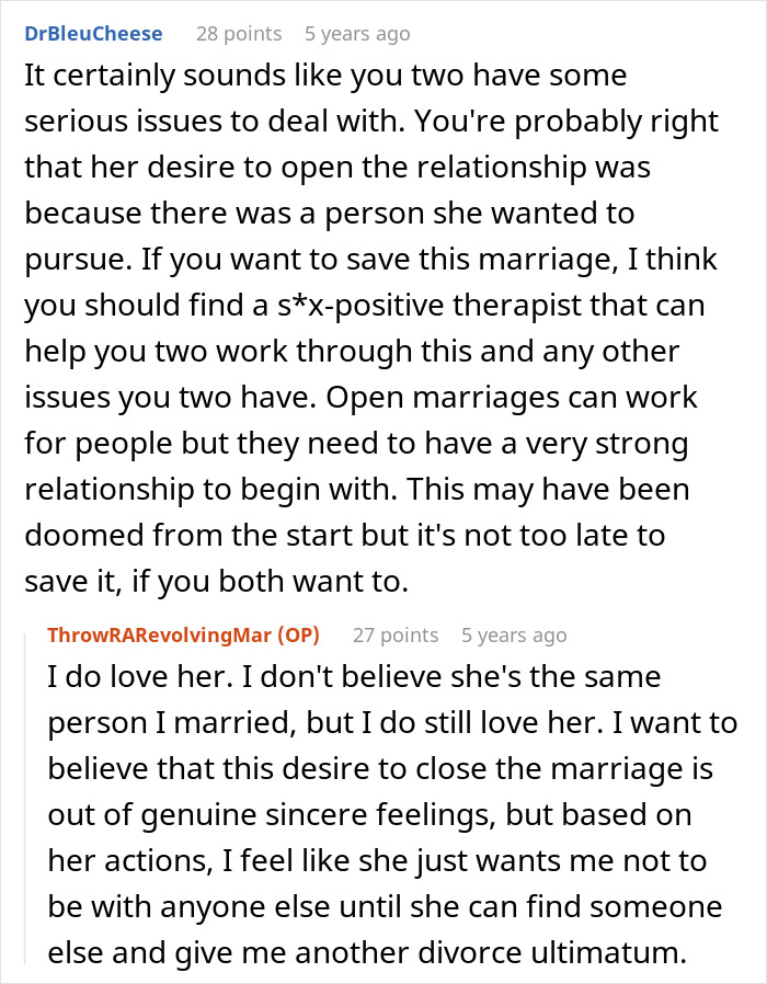 Wife Makes Husband Agree To An Open Marriage To Get His Permission To Reconnect With Her Ex