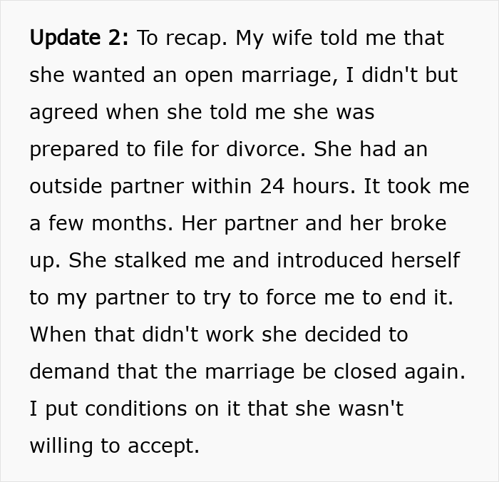 Wife Makes Husband Agree To An Open Marriage To Get His Permission To Reconnect With Her Ex