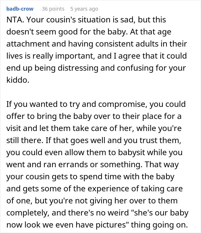 Cousin With Cancer Wants To Borrow Baby To Experience Motherhood: “It’s Really Creepy” Cousin With Cancer Wants To Borrow Baby To Experience Motherhood: “It’s Really Creepy”