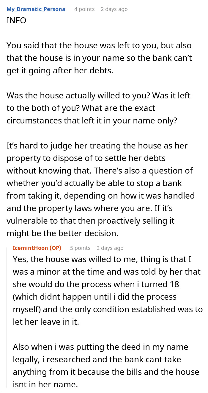 Mom In $37K Debt Shocked When Daughter Refuses To Sell The Home She Inherited From Dad To Help Her
