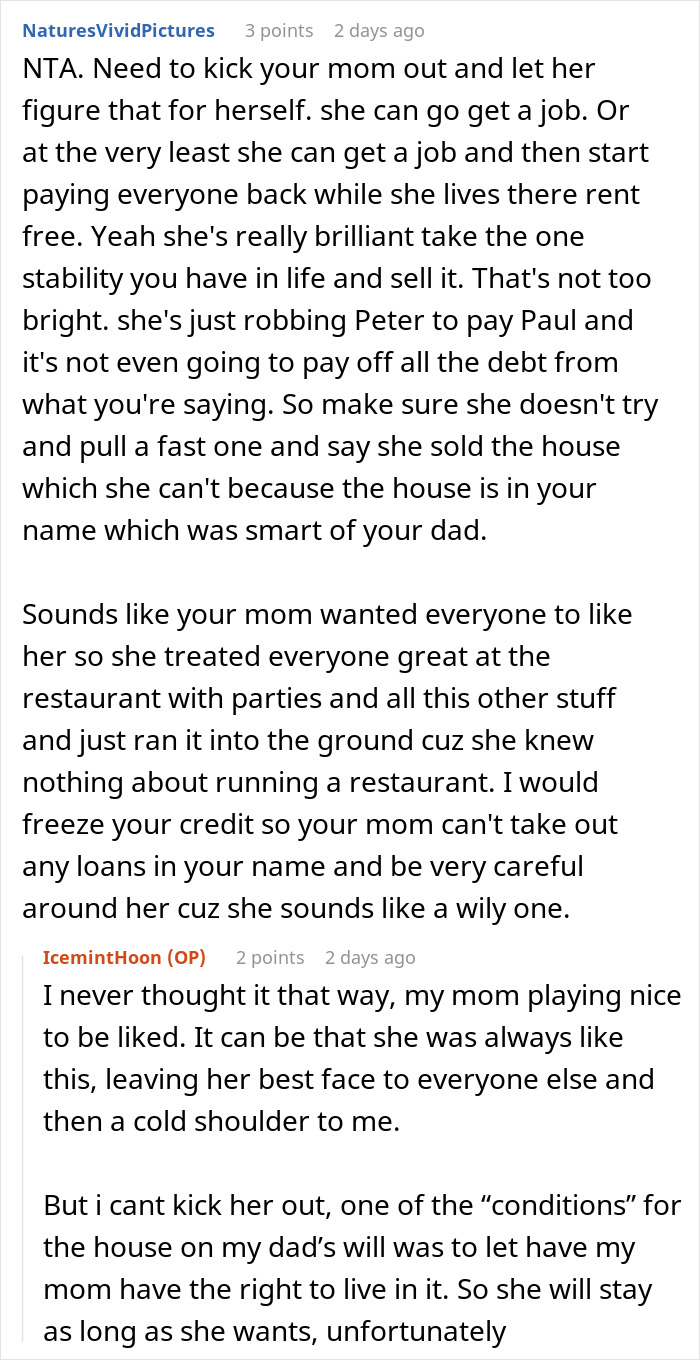 Mom In $37K Debt Shocked When Daughter Refuses To Sell The Home She Inherited From Dad To Help Her