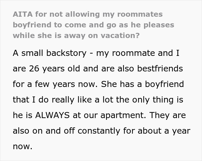 Lady Thinks Shared Apartment Is A Hotel, Roommate Angry As She Gives BF A Key While She’s On Vacay