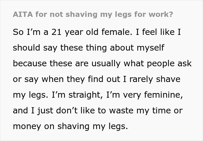 21YO Lady Gets Called Out By Boss For “Hygiene” Problems, Hurt As Her Unshaven Legs Started It