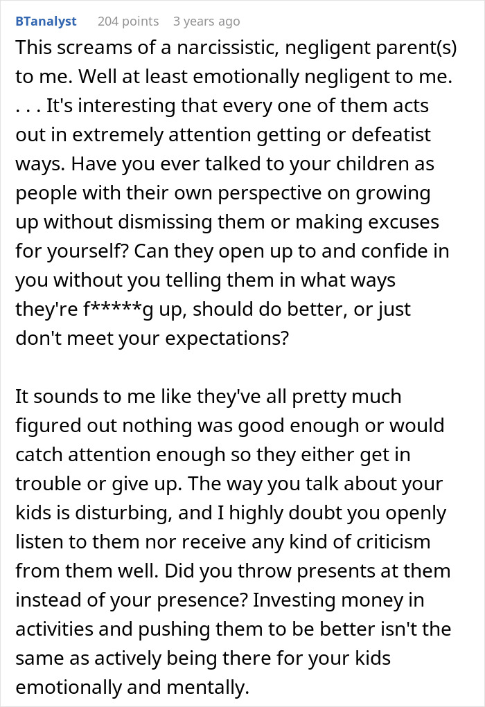 Dad Claims He Did Everything He Could For His Children, But All 5 Of Them Are Failures In His Eyes