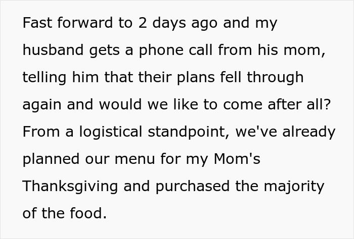 Woman Refuses To Attend MIL&rsquo;s Thanksgiving After She Was Reinvited Because Other Guests Flaked