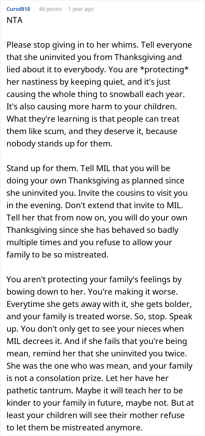 Woman Refuses To Attend MIL&rsquo;s Thanksgiving After She Was Reinvited Because Other Guests Flaked