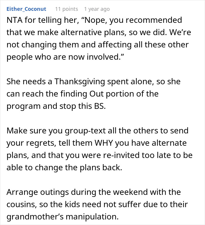 Woman Refuses To Attend MIL&rsquo;s Thanksgiving After She Was Reinvited Because Other Guests Flaked