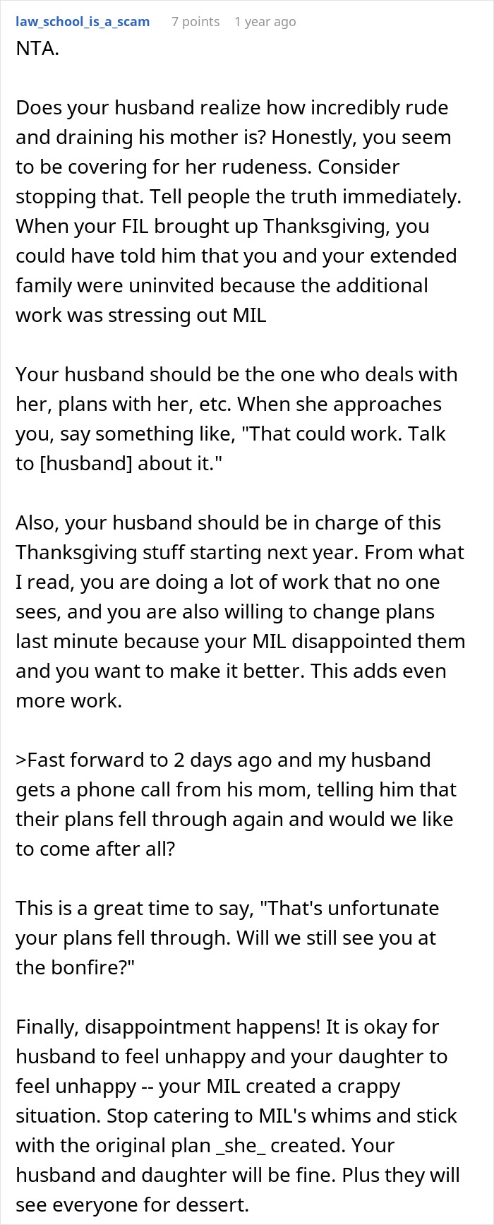 Woman Refuses To Attend MIL&rsquo;s Thanksgiving After She Was Reinvited Because Other Guests Flaked