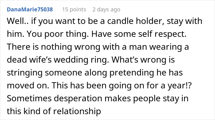 Woman Gets A Brutal Reality Check After Asking Widower Boyfriend To Take Off His Wedding Ring