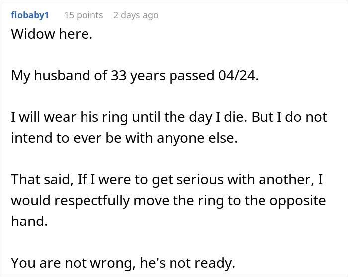 Woman Gets A Brutal Reality Check After Asking Widower Boyfriend To Take Off His Wedding Ring