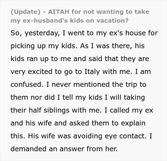 Woman Called A &ldquo;Greedy Witch&rdquo; By Ex&rsquo;s Mistress For Refusing To Take Her 3 Kids On A Trip To Italy