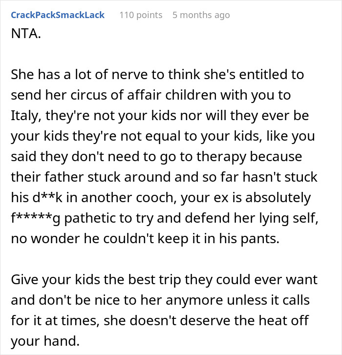 Woman Called A &ldquo;Greedy Witch&rdquo; By Ex&rsquo;s Mistress For Refusing To Take Her 3 Kids On A Trip To Italy