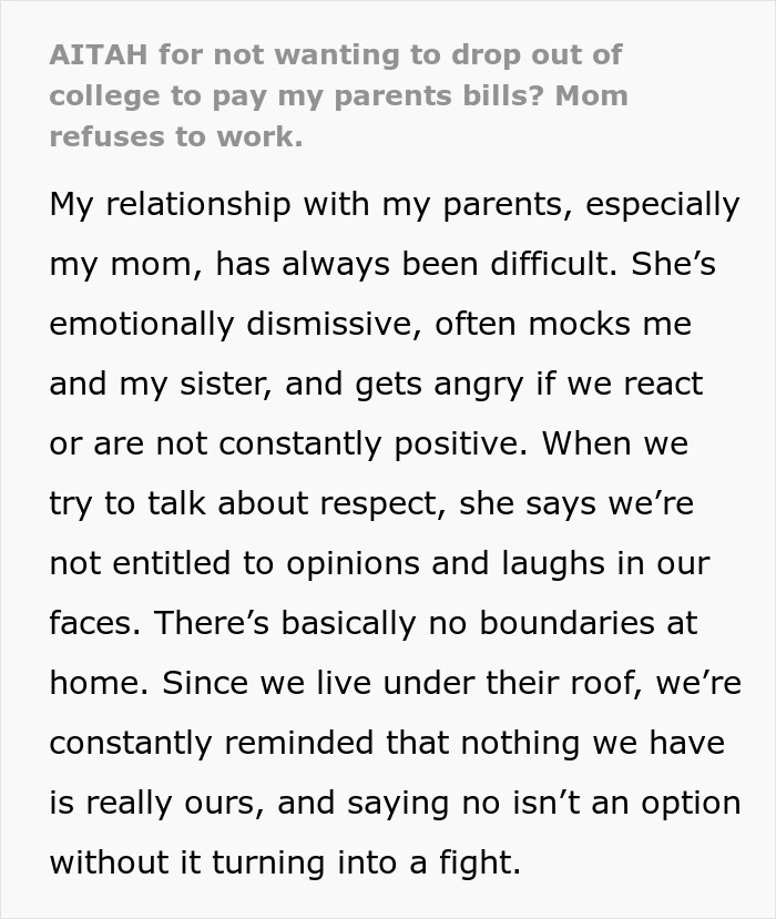 Woman Who Hasn&rsquo;t Worked Since 2006 Demands That Child Drop Out Of College To Pay Her Bills