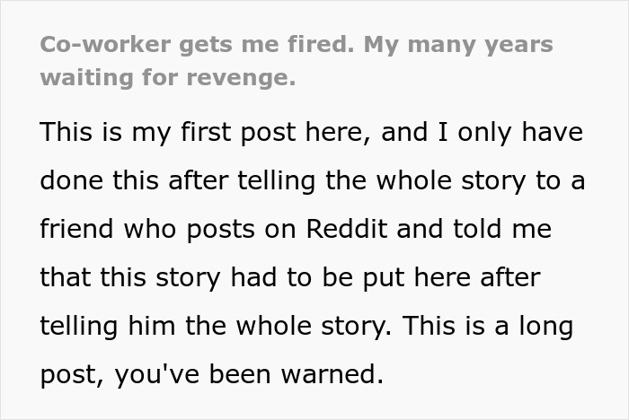 “Reckoning Has Begun”: Man Finally Gets Revenge On Coworker Who Got Him Fired Years Prior