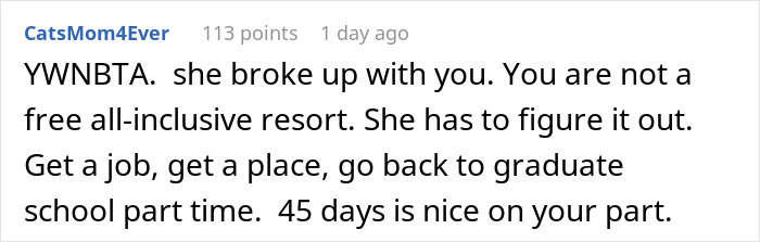 GF Dumps Guy, Starts Saying She Overreacted After He Tells Her She Has To Move Out In 45 Days