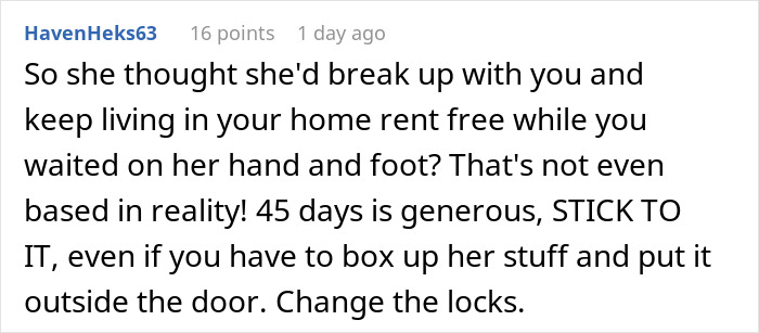 GF Dumps Guy, Starts Saying She Overreacted After He Tells Her She Has To Move Out In 45 Days