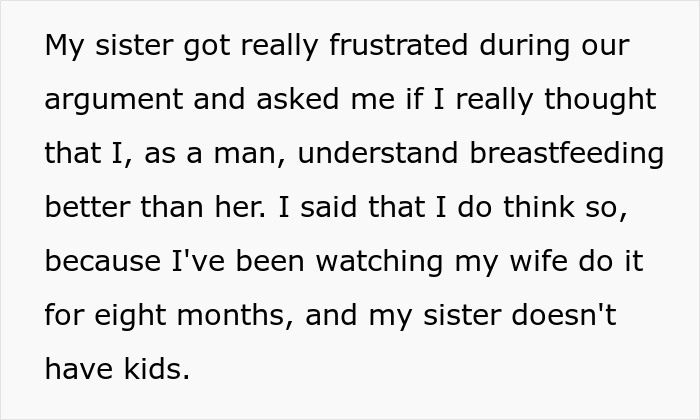 Childless Sis Keeps Lecturing Man About Baby Food, Livid When He &ldquo;Mansplains&rdquo; Breastfeeding To Her