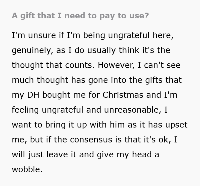 Woman Feels Bad For Being Ungrateful For Gifts From Husband, People Agree His Gifts Are Abhorrent