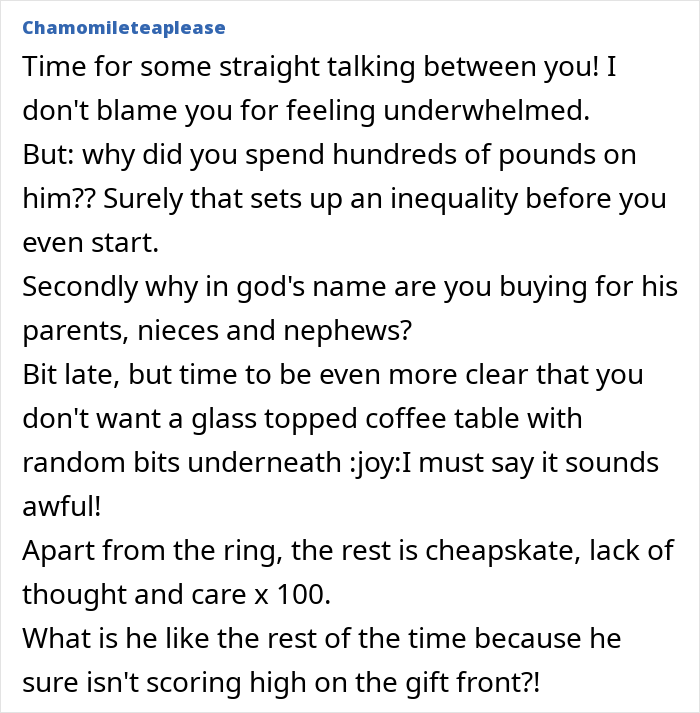 Woman Feels Bad For Being Ungrateful For Gifts From Husband, People Agree His Gifts Are Abhorrent