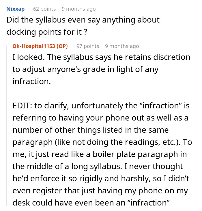 Students Push Back After Professor Enforces Phone Rule Without Warning: “I’m At Risk Of Failing This Class”