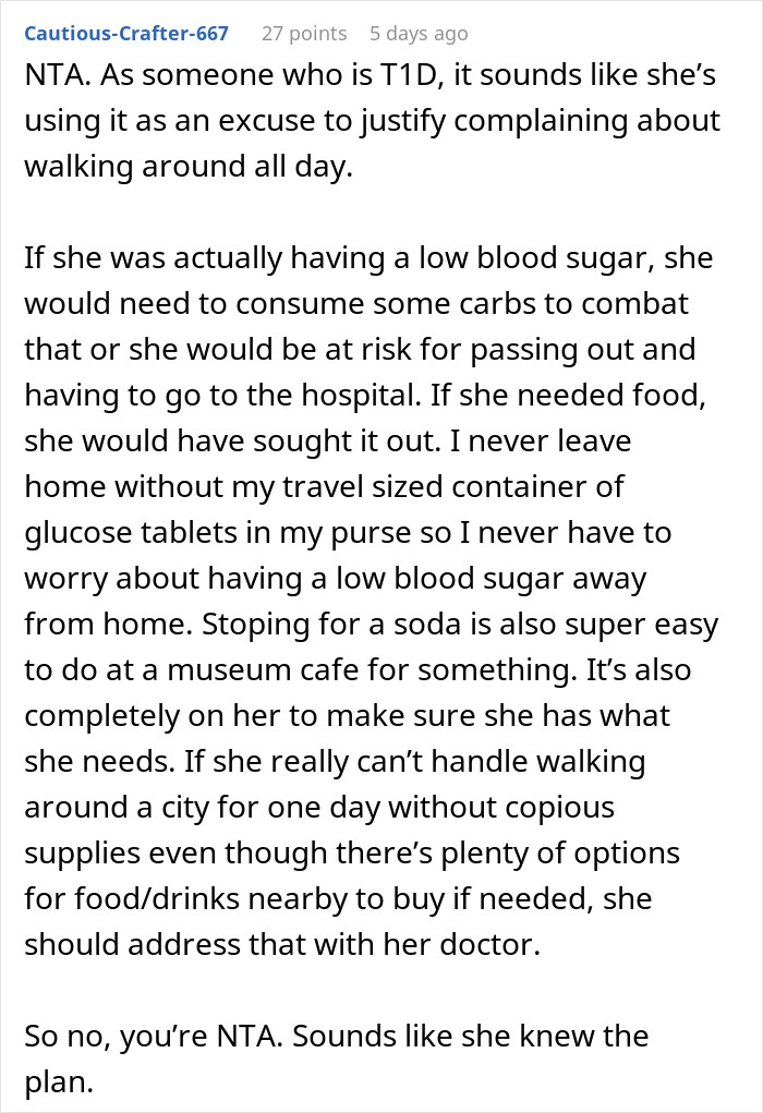 Woman Mad At Friend For Taking Her On A Walking Trip Without Warning Knowing She’s Diabetic