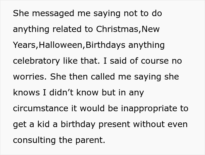 Drama Ensues When A Babysitter Got A Child A Birthday Gift In A “No Birthday” Family