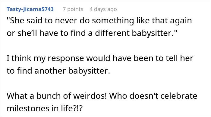 Drama Ensues When A Babysitter Got A Child A Birthday Gift In A “No Birthday” Family