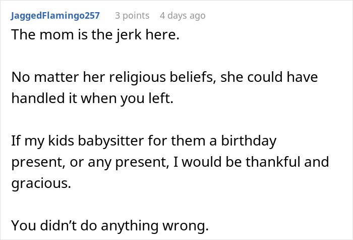 Drama Ensues When A Babysitter Got A Child A Birthday Gift In A “No Birthday” Family