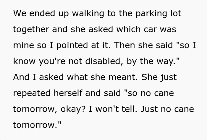 “She’s Insane”: Woman Films Her Coworker After Work To Try To Prove That She’s Not Actually Disabled “She’s Insane”: Woman Films Her Coworker After Work To Try To Prove That She’s Not Actually Disabled