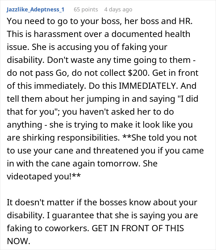 “She’s Insane”: Woman Films Her Coworker After Work To Try To Prove That She’s Not Actually Disabled “She’s Insane”: Woman Films Her Coworker After Work To Try To Prove That She’s Not Actually Disabled