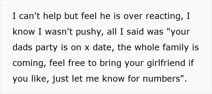 Mom Thinks She&rsquo;s Welcoming By Inviting Son&rsquo;s GF To Dad&rsquo;s Party, He Reacts Like She Rushed A Proposal