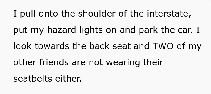 Woman Refuses To Drive Until All Friends Buckle Seat Belts, They Hold Grudge Over Ruined Road Trip Woman Refuses To Drive Until All Friends Buckle Seat Belts, They Hold Grudge Over Ruined Road Trip