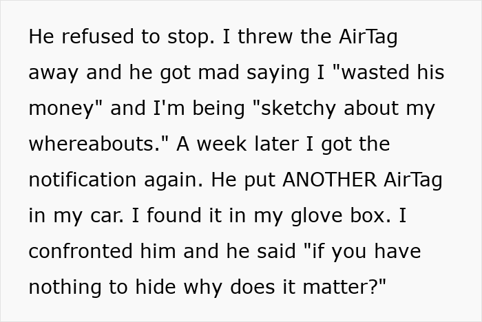 Man Upset 27YO Son Won’t Let Him Track His Car With An AirTag “For Safety” Man Upset 27YO Son Won’t Let Him Track His Car With An AirTag “For Safety”