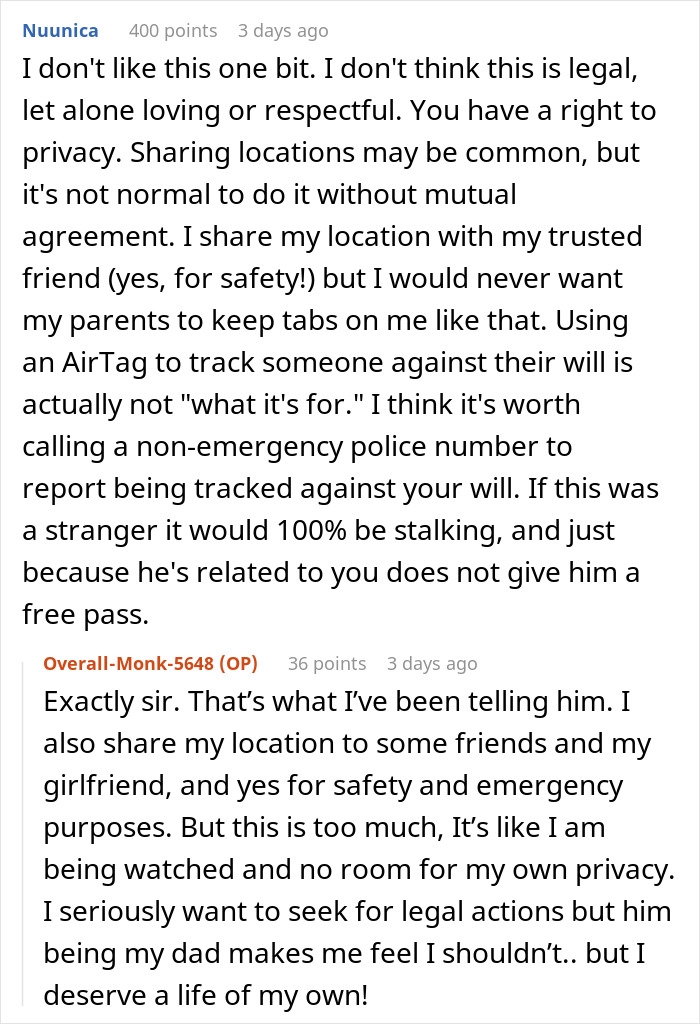 Man Upset 27YO Son Won’t Let Him Track His Car With An AirTag “For Safety” Man Upset 27YO Son Won’t Let Him Track His Car With An AirTag “For Safety”
