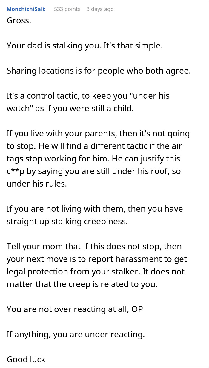 Man Upset 27YO Son Won’t Let Him Track His Car With An AirTag “For Safety” Man Upset 27YO Son Won’t Let Him Track His Car With An AirTag “For Safety”