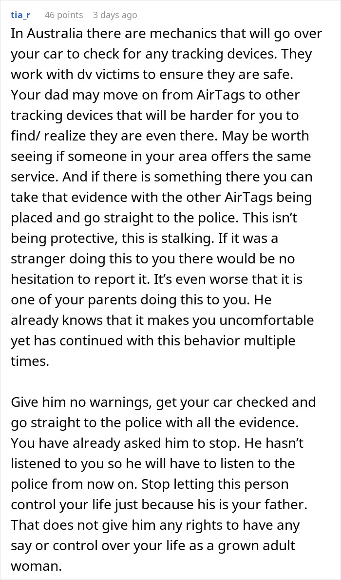 Man Upset 27YO Son Won’t Let Him Track His Car With An AirTag “For Safety” Man Upset 27YO Son Won’t Let Him Track His Car With An AirTag “For Safety”