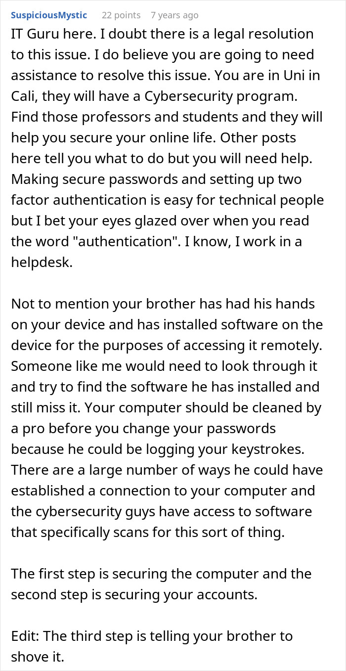 “Worst Day Of My Life”: Brother’s Stalker Tendencies Drive Woman To Lose College, Job, And Sanity