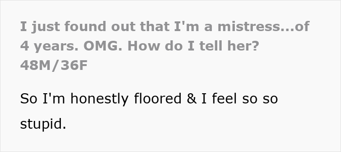 Lady Thought Her 4-Year-Old Relationship Was Perfect, Turns Out That She Was The Mistress All Along Lady Thought Her 4-Year-Old Relationship Was Perfect, Turns Out That She Was The Mistress All Along